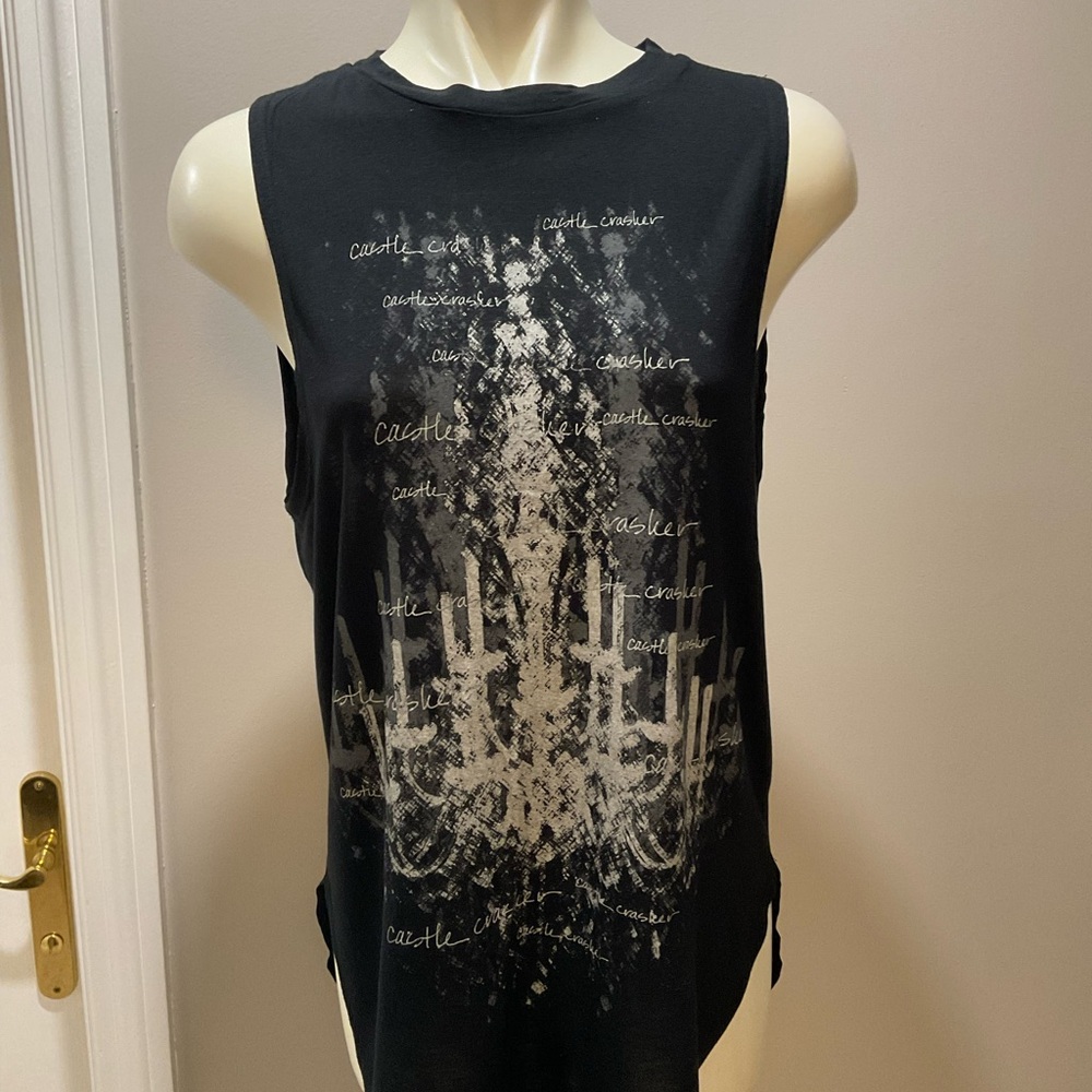 Black Graphic Sleeveless Top
